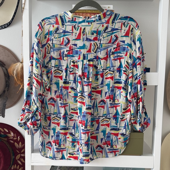 Milly Multicolor Abstract Silk Blouse - Picture 3 of 3